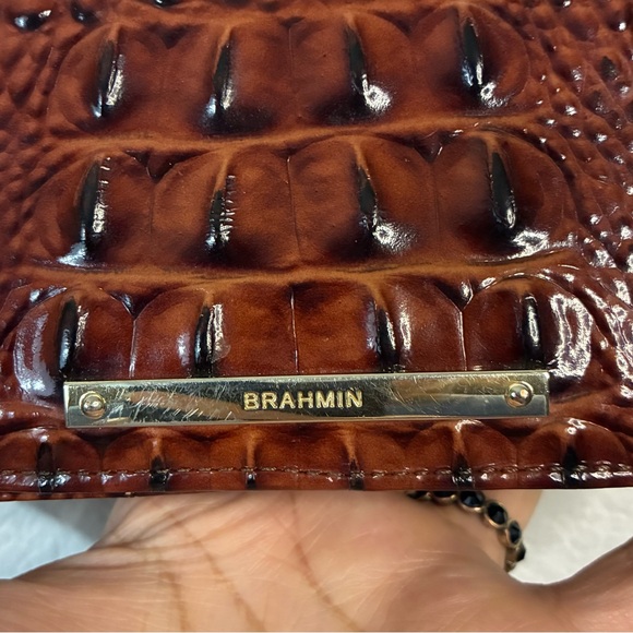 BRAHMIN DEBRA PECAN MELBOURNE GENUINE LEATHER CROC EMBOSSED WRISTLET WALLET - Picture 5 of 16